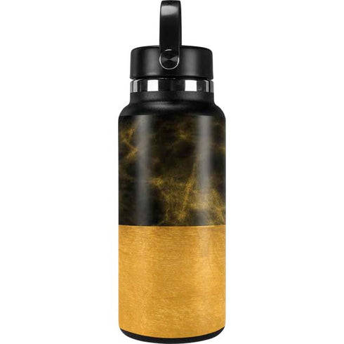 Black and Gold Split Marble Hydro Flask 32oz Wide Mouth Skin